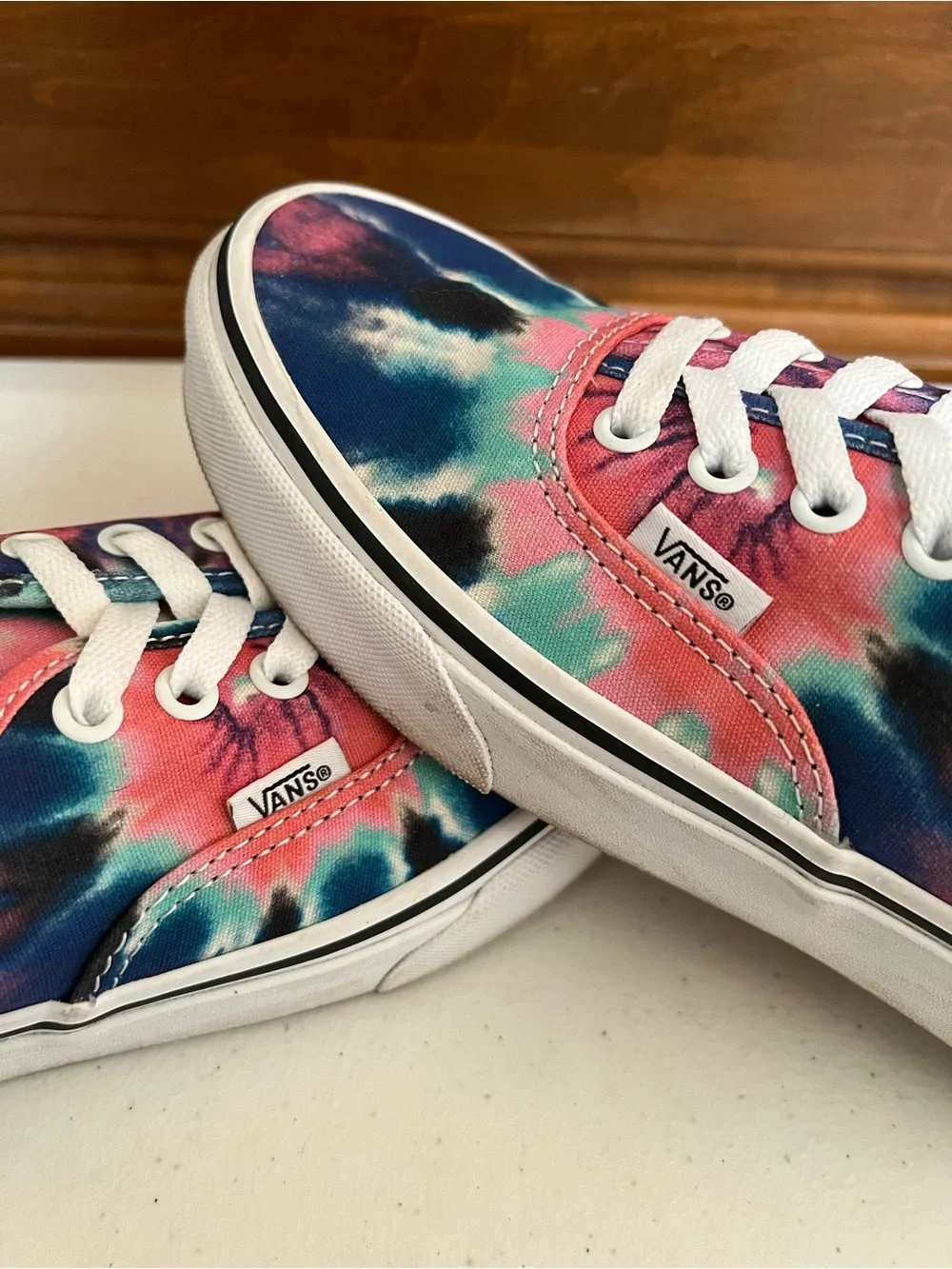 Vans Authentic Tie-Dye Canvas Sneakers - Pink Blue Teal